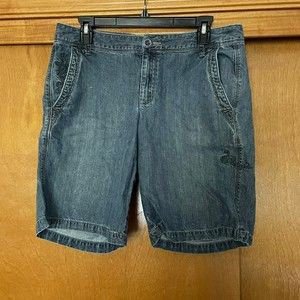Eddie Bauer denim bermuda embroidered jean shorts size 8